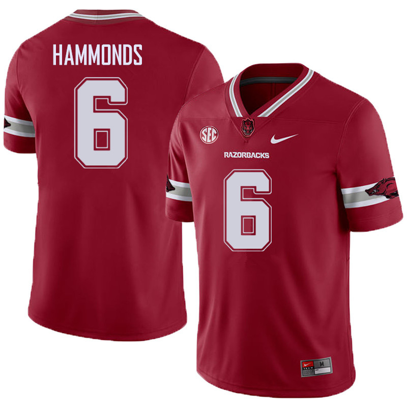 Men #6 T.J. Hammonds Arkansas Razorback College Football Alternate Jerseys Sale-Cardinal